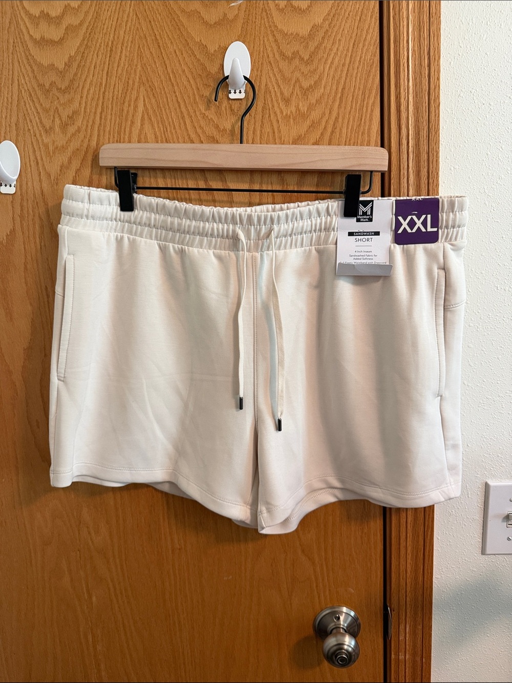 Women's Cream Athletic Drawstring Shorts with Pockets